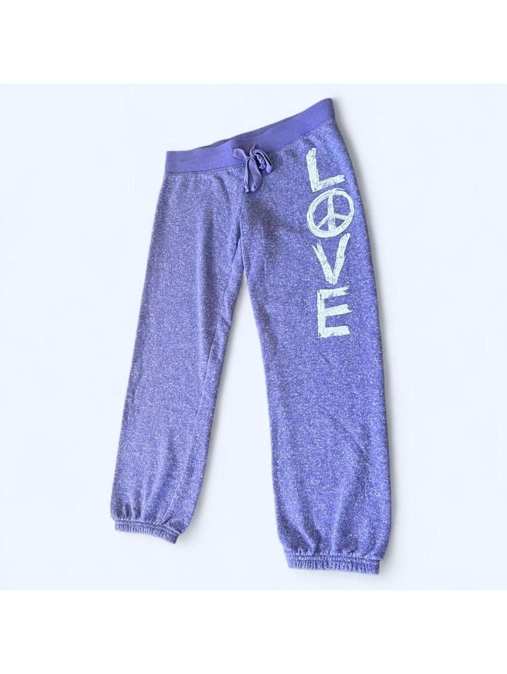 Purple Y2K Planet Gold low rise graphic capri sweatpants size small 💜 - Picture 4 of 8